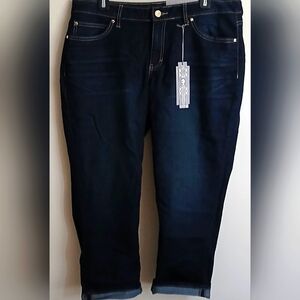 Jennifer Lopez Capri Cuffed Hem Jeans Dark Blue Rinse Size 14